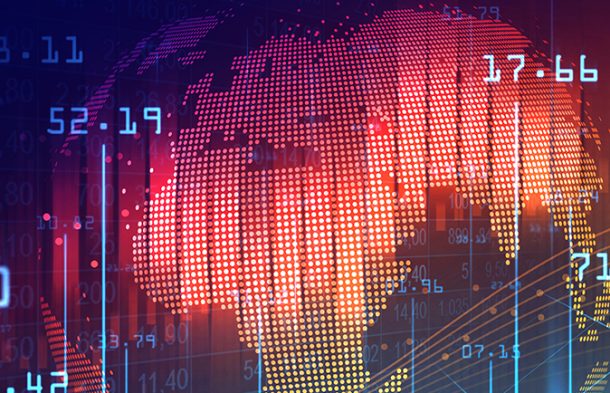 futuristic concept of global suitable for world financial technology Economic trends , business or digital network idea and all art work design. Abstract digital background. Vector
